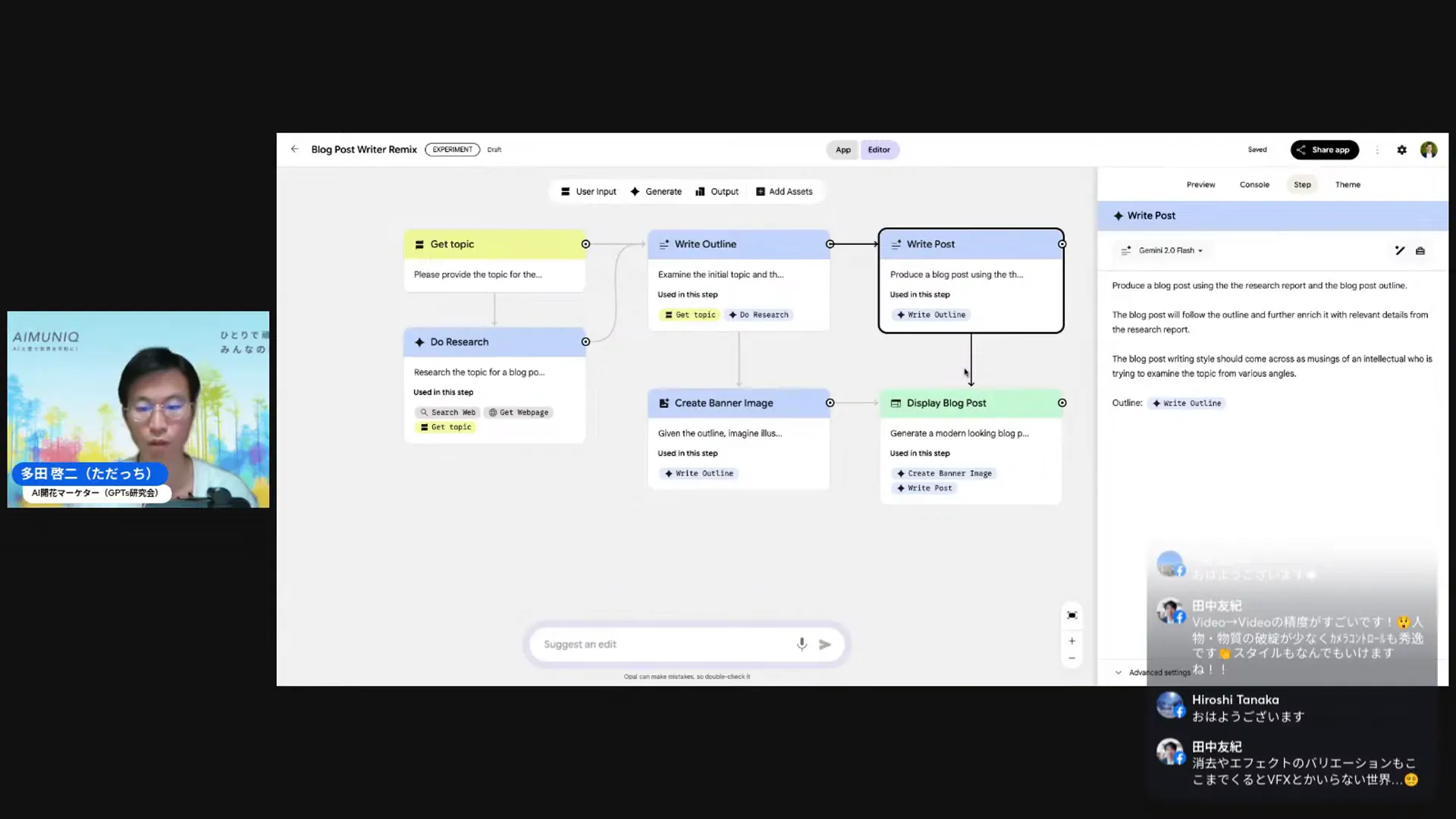 Google Opalのブログ記事作成フロー