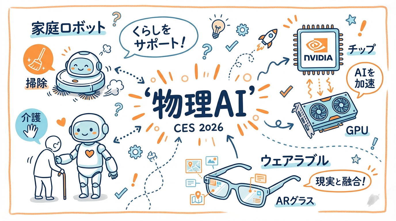 CES2026物理AIトレンドのグラレコ