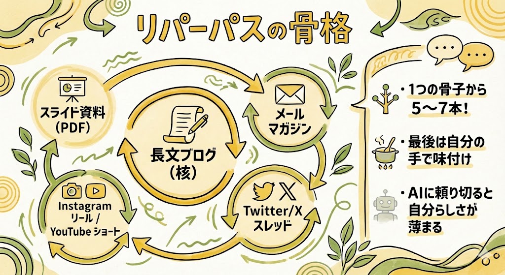 リパーパスの骨格のグラレコ