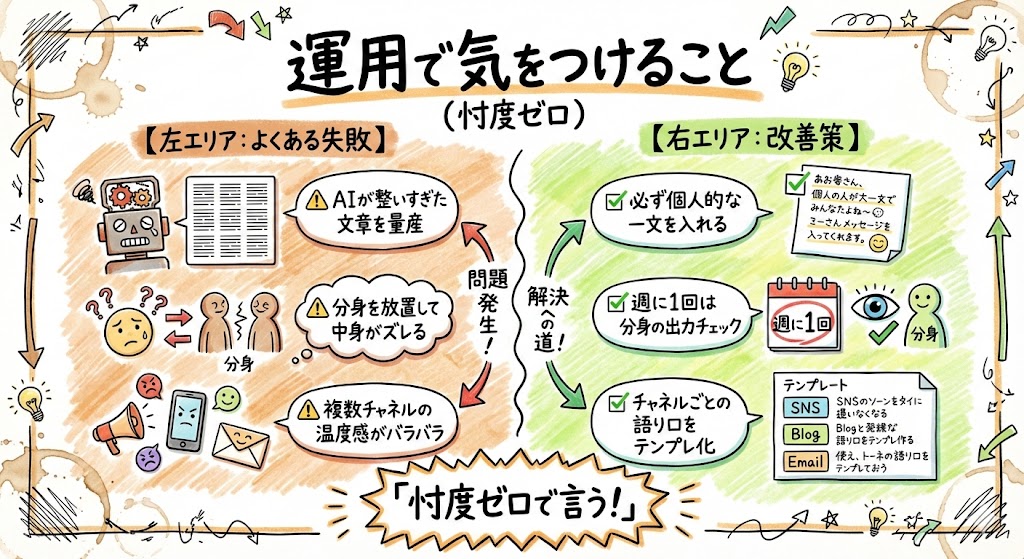 運用で気をつけることのグラレコ