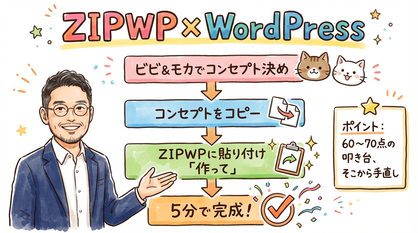 ZIPWP 5分でWordPress完成グラレコ
