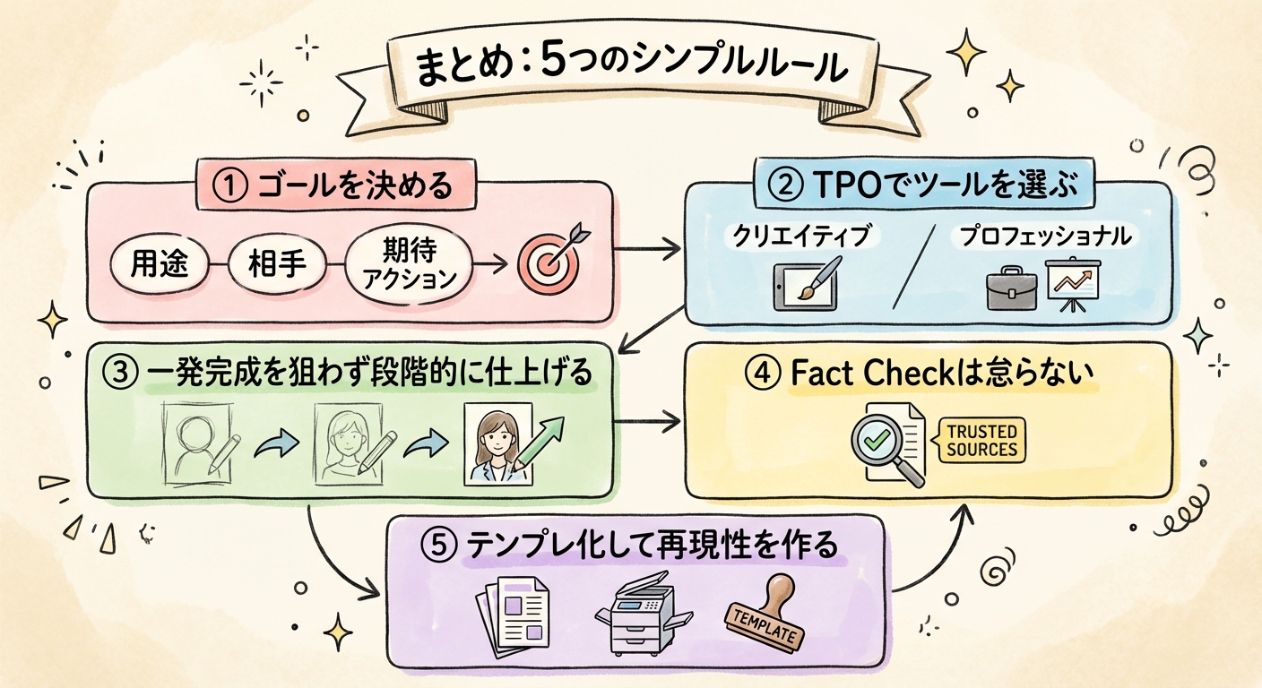 AIスライド作成まとめ シンプルルール - グラレコ図解