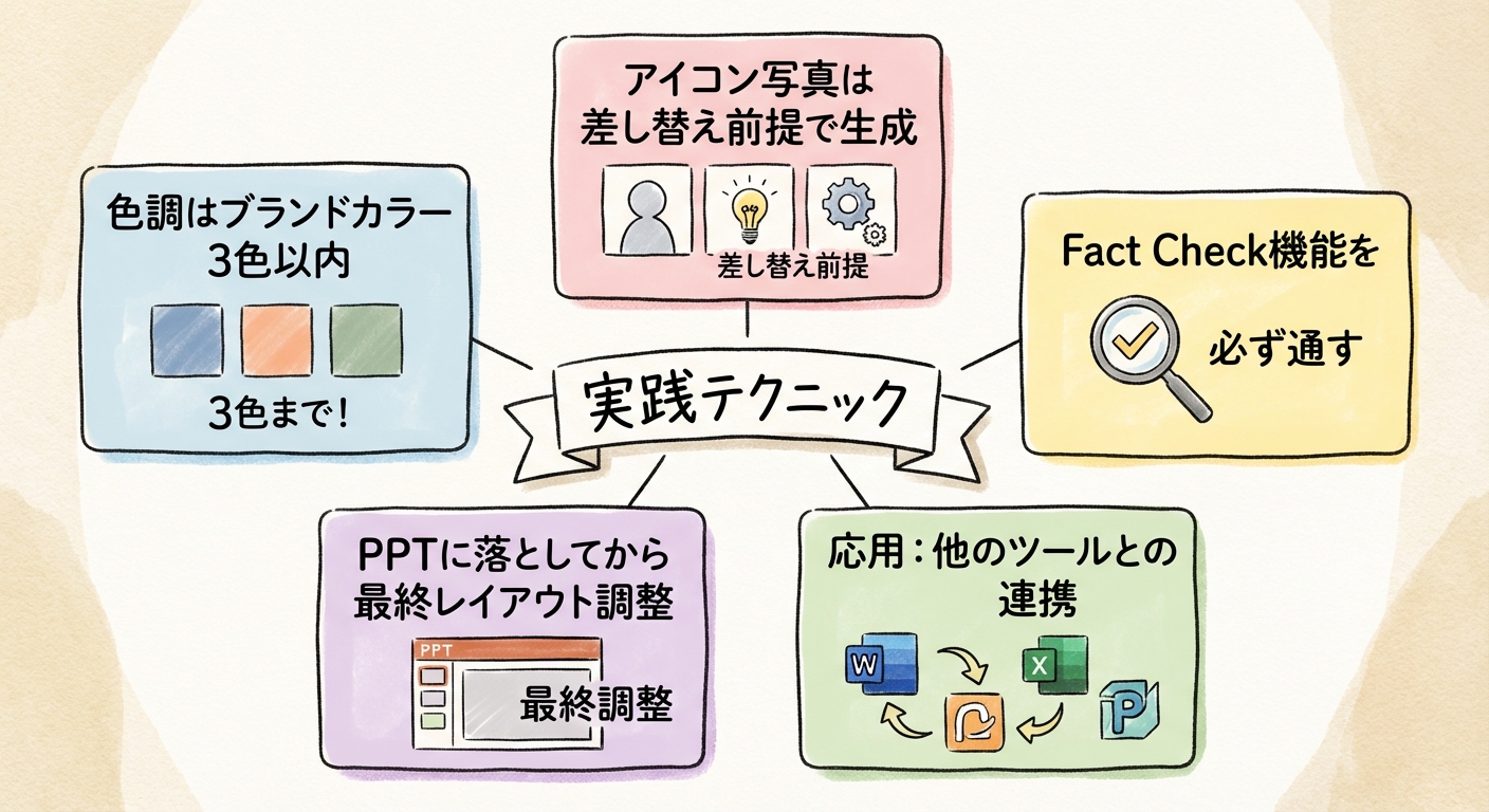 Gensparkスライド実践テクニック - グラレコ図解
