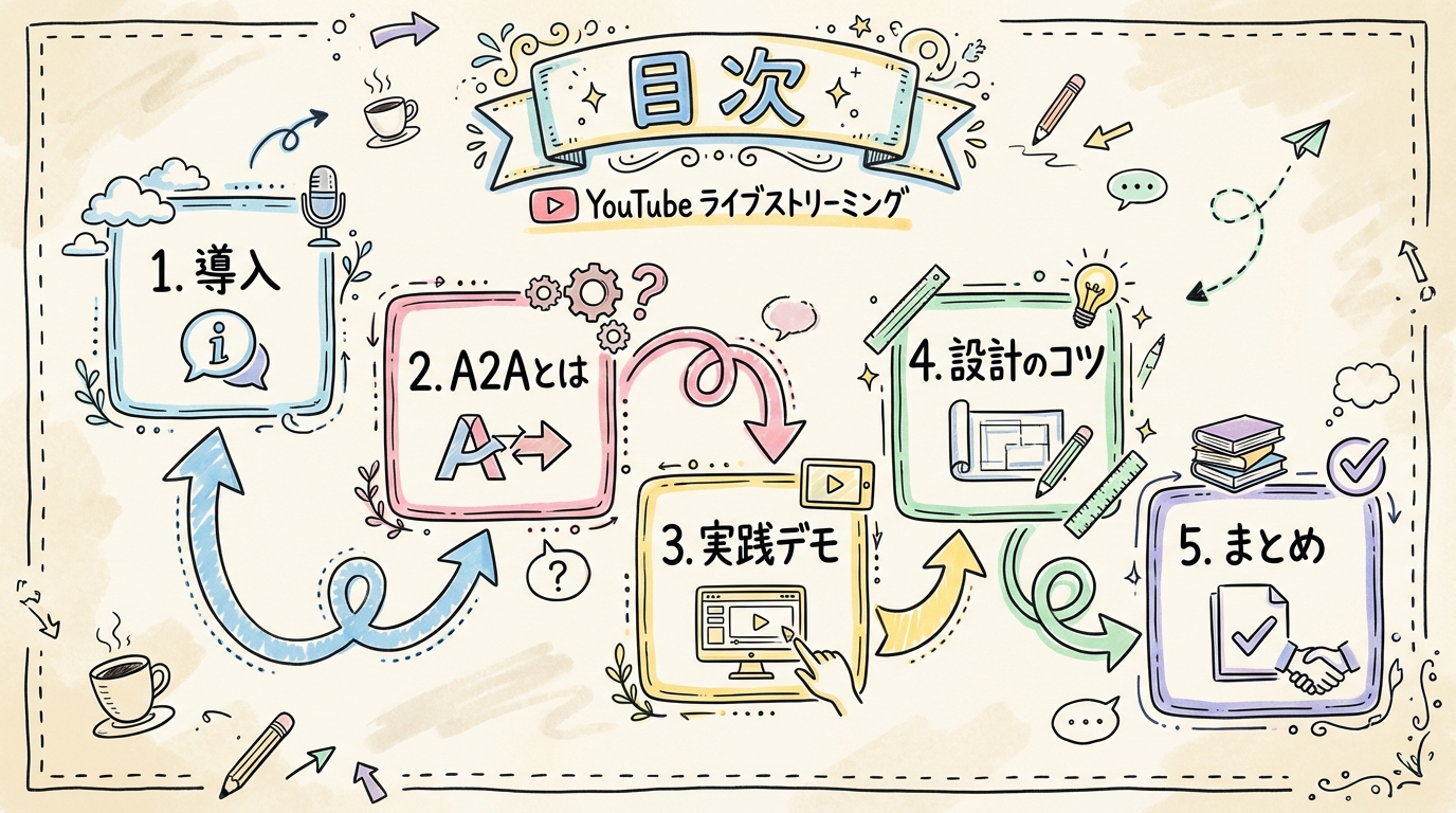 目次のグラフィックレコーディング図解