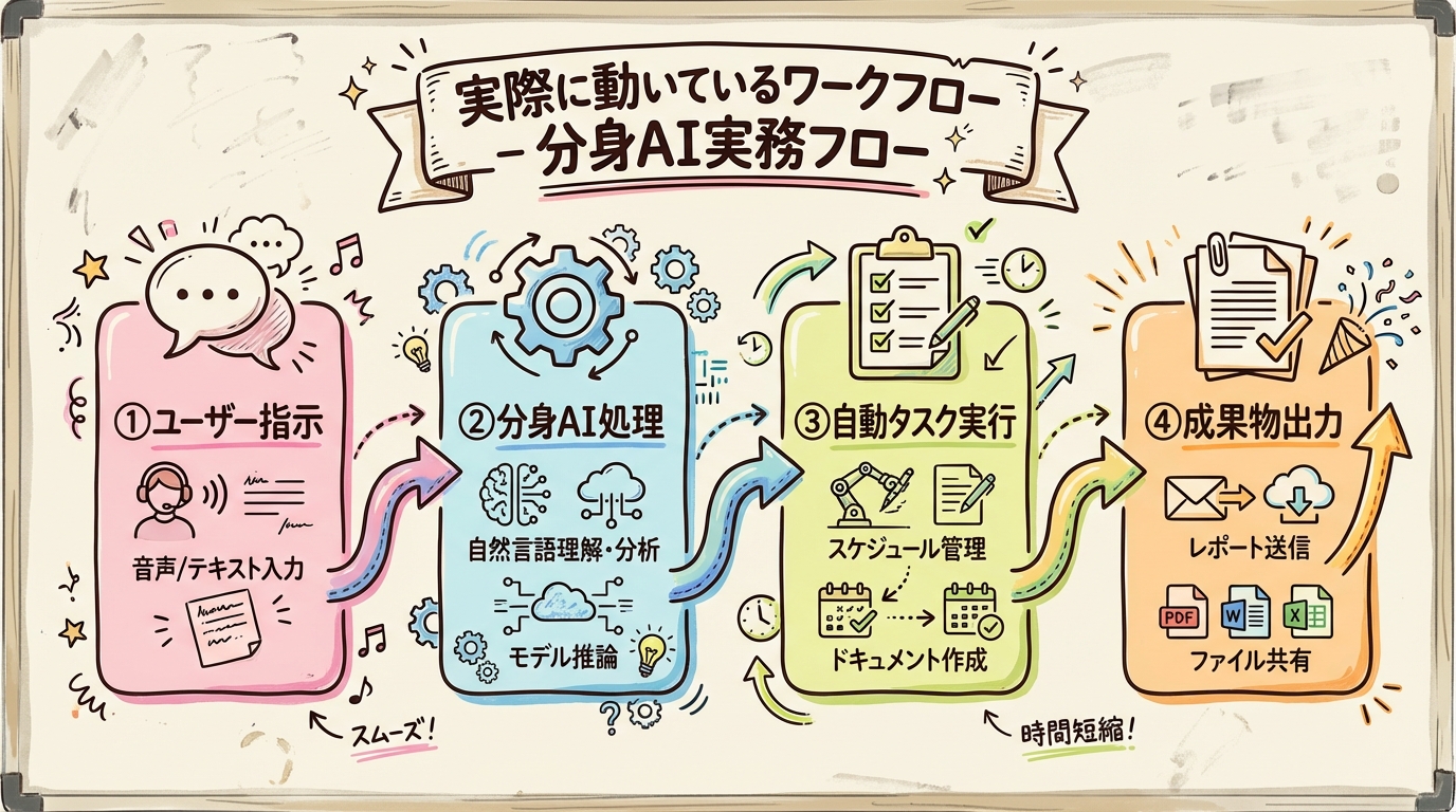 実務で使うワークフローのグラフィックレコーディング図解