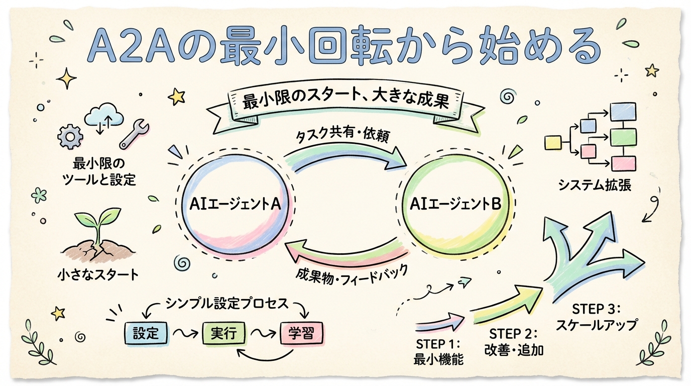 A2Aが生む「最小回転」のグラフィックレコーディング図解