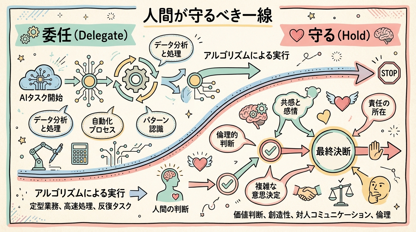人が握るべきラインのグラフィックレコーディング図解