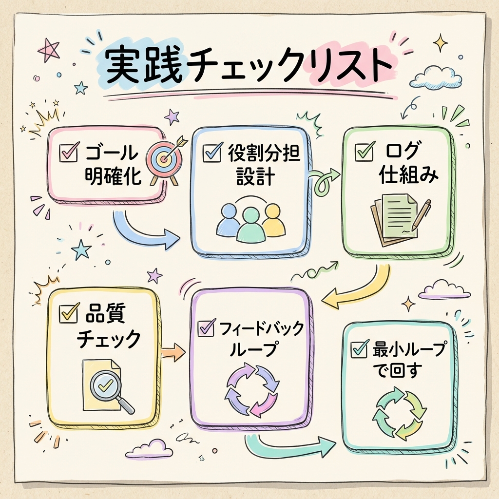 実践チェックリストのグラフィックレコーディング図解