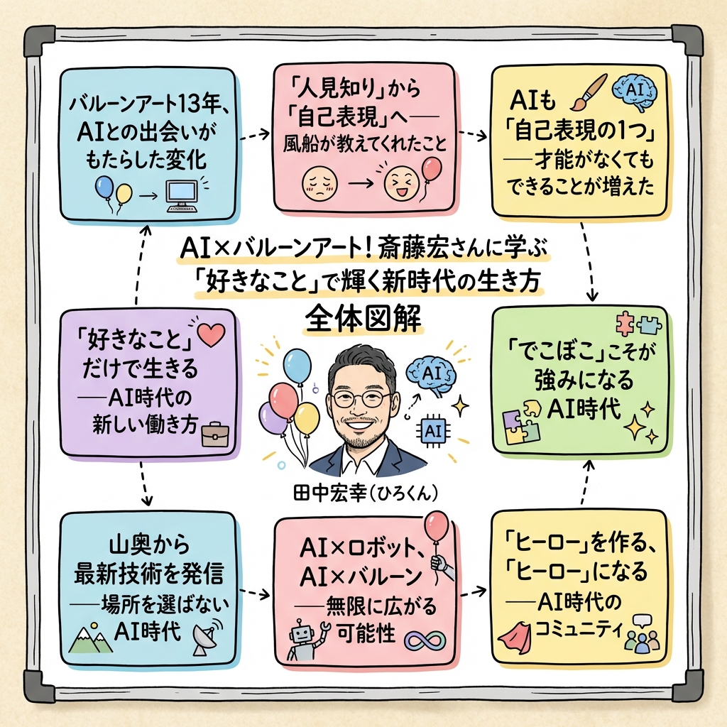 AI×バルーンアート！斎藤宏さんに学ぶ「好きなこと」で輝く新の全体図解