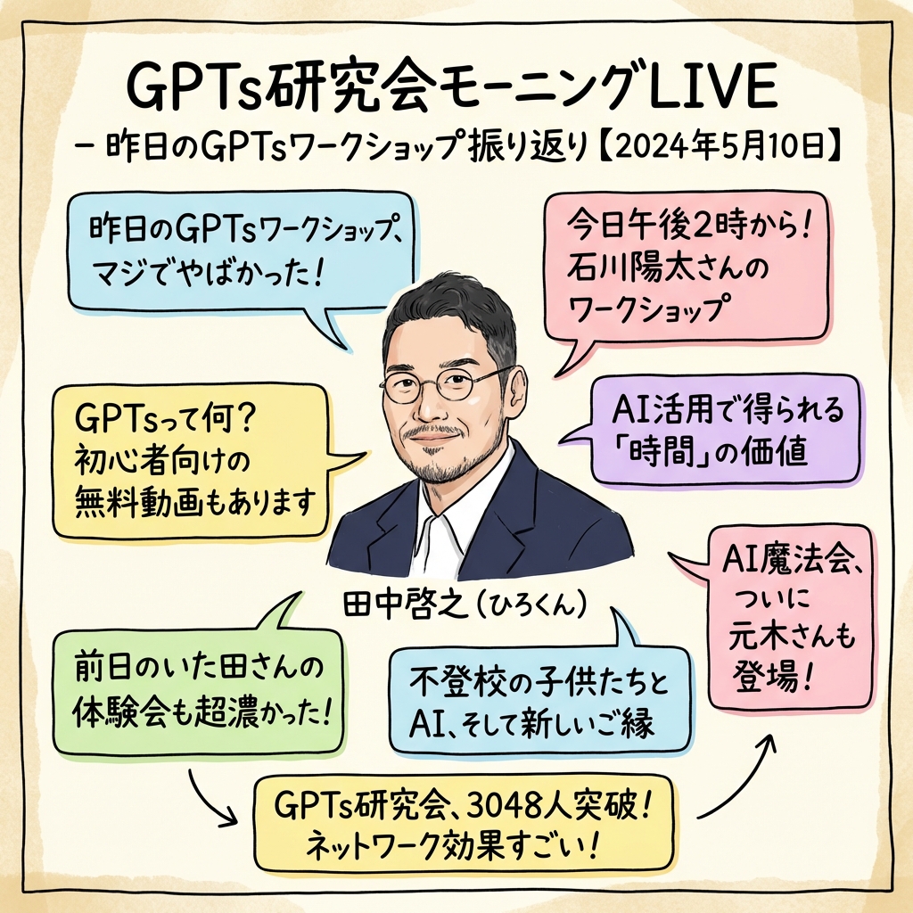 GPTs研究会モーニングLIVE - 昨日のGPTsワークショップの全体図解