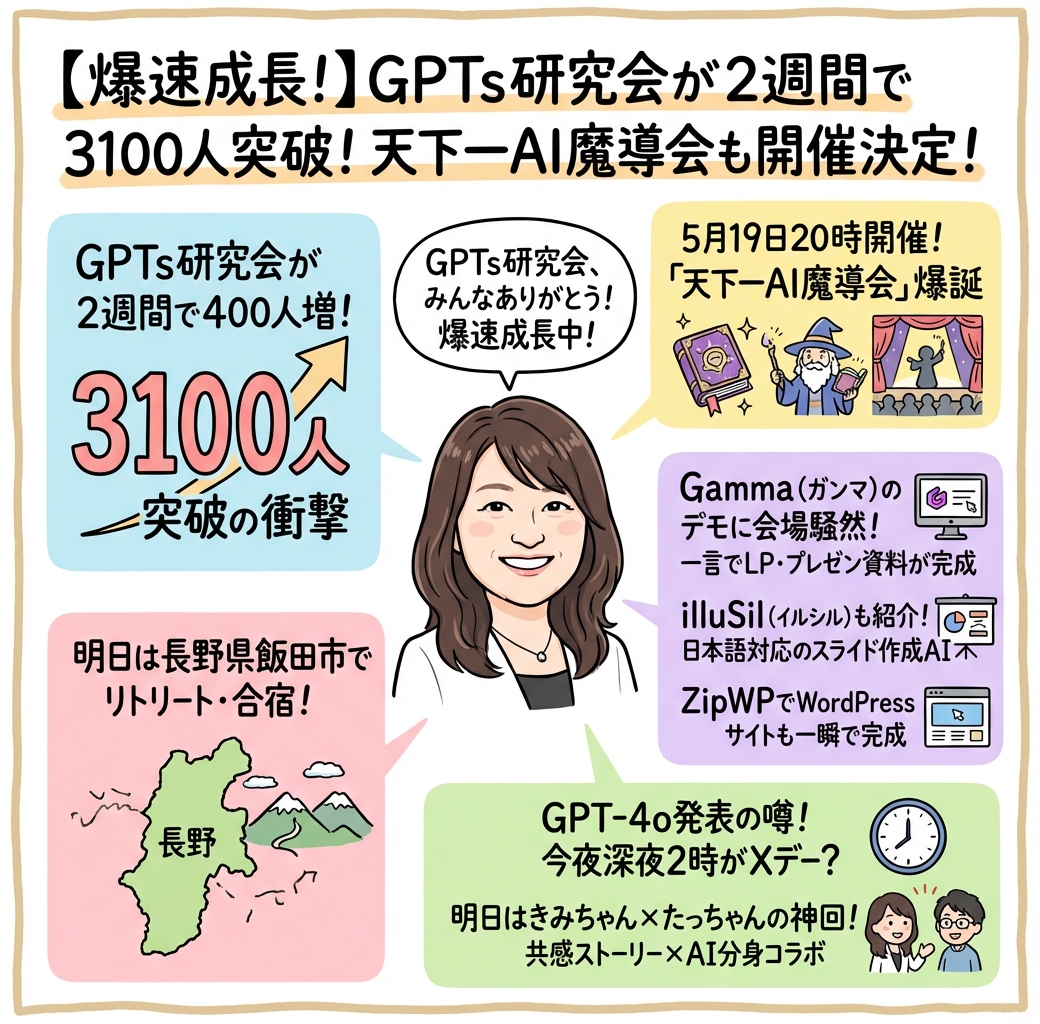 【爆速成長!】GPTs研究会が2週間で3100人突破!天下一の全体図解