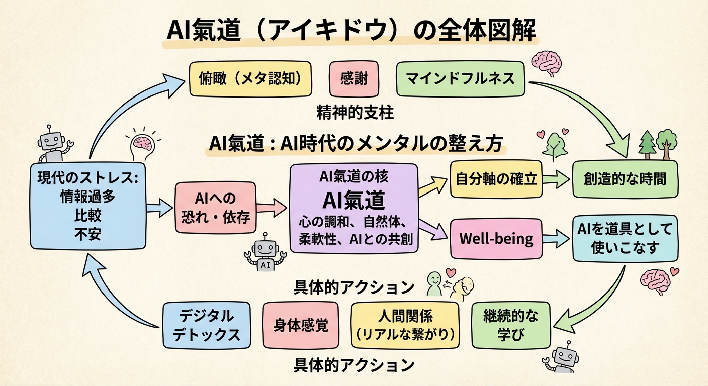女性起業家のためのAI活用法 - AI氣道で執筆とメンタルを整える全体図解