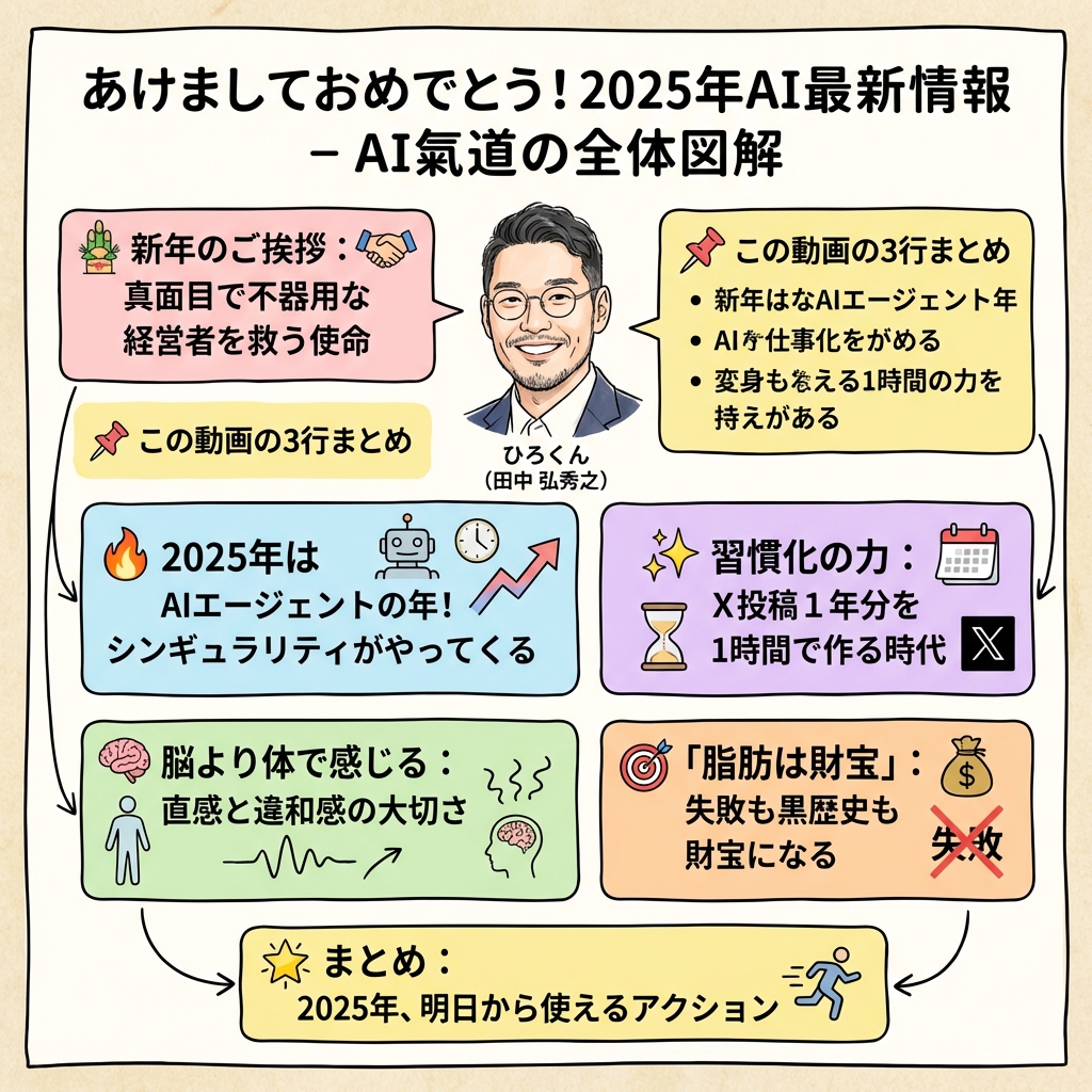 あけましておめでとう!2025年AI最新情報 - AI氣道の全体図解