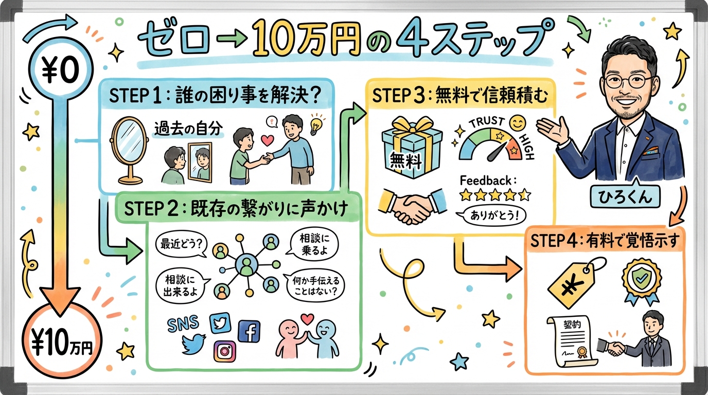 ゼロから10万円をつくる4ステップ