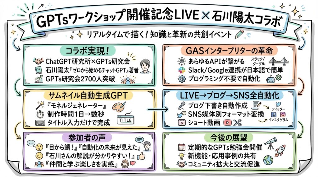 GPTsワークショップ開催記念LIVE×石川陽太コラボ グラレコ横長版