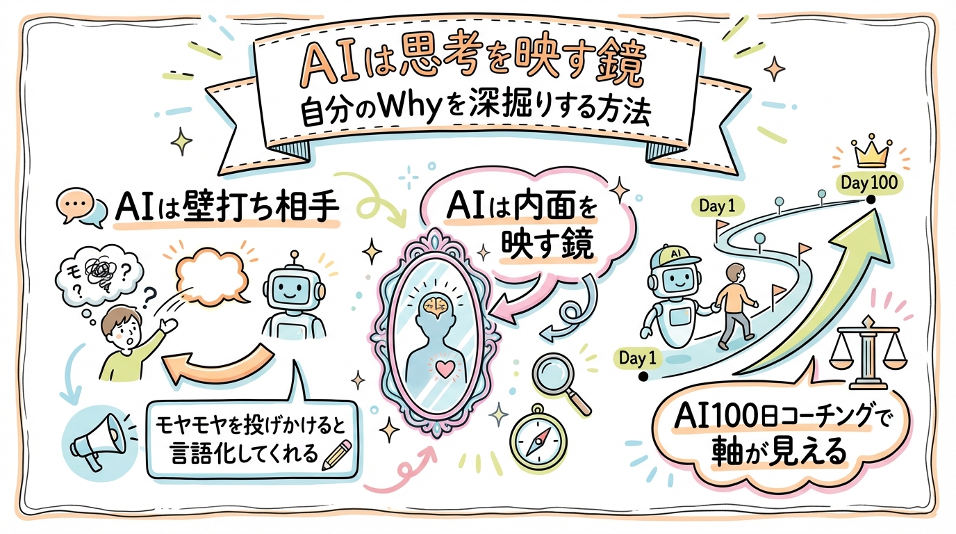 AIは思考を映す鏡 Why深掘り グラレコ図解