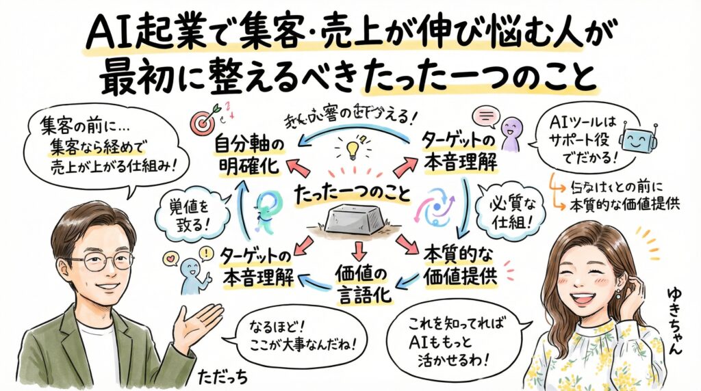 AI起業で集客・売上が伸び悩む人が最初に整えるべきたった一つのこと グラフィックレコーディング