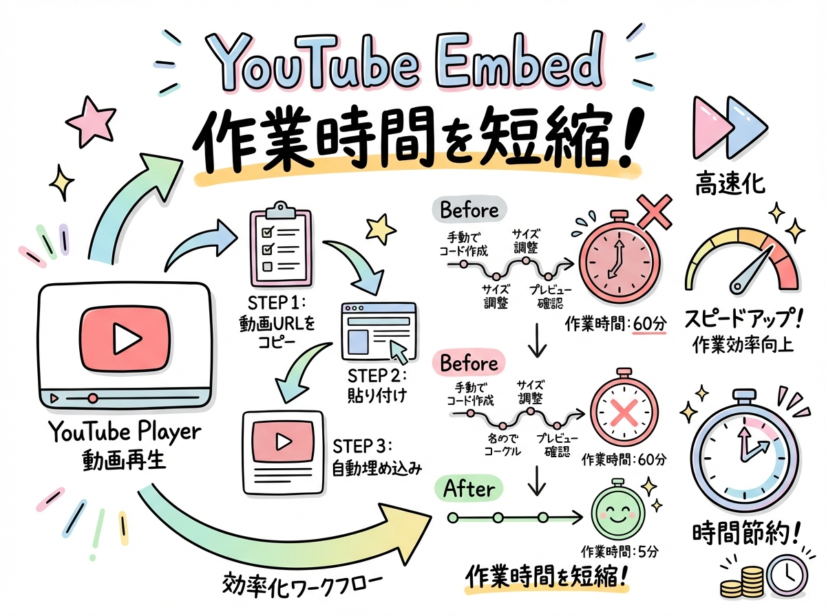 Canvaアプリ⑤ YouTube Embed：動画埋め込みを効率化し作業時間を短縮の図解