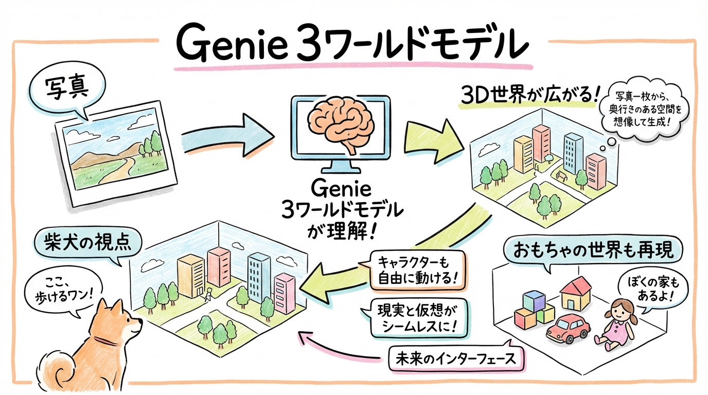 Genie 3ワールドモデル グラレコ図解