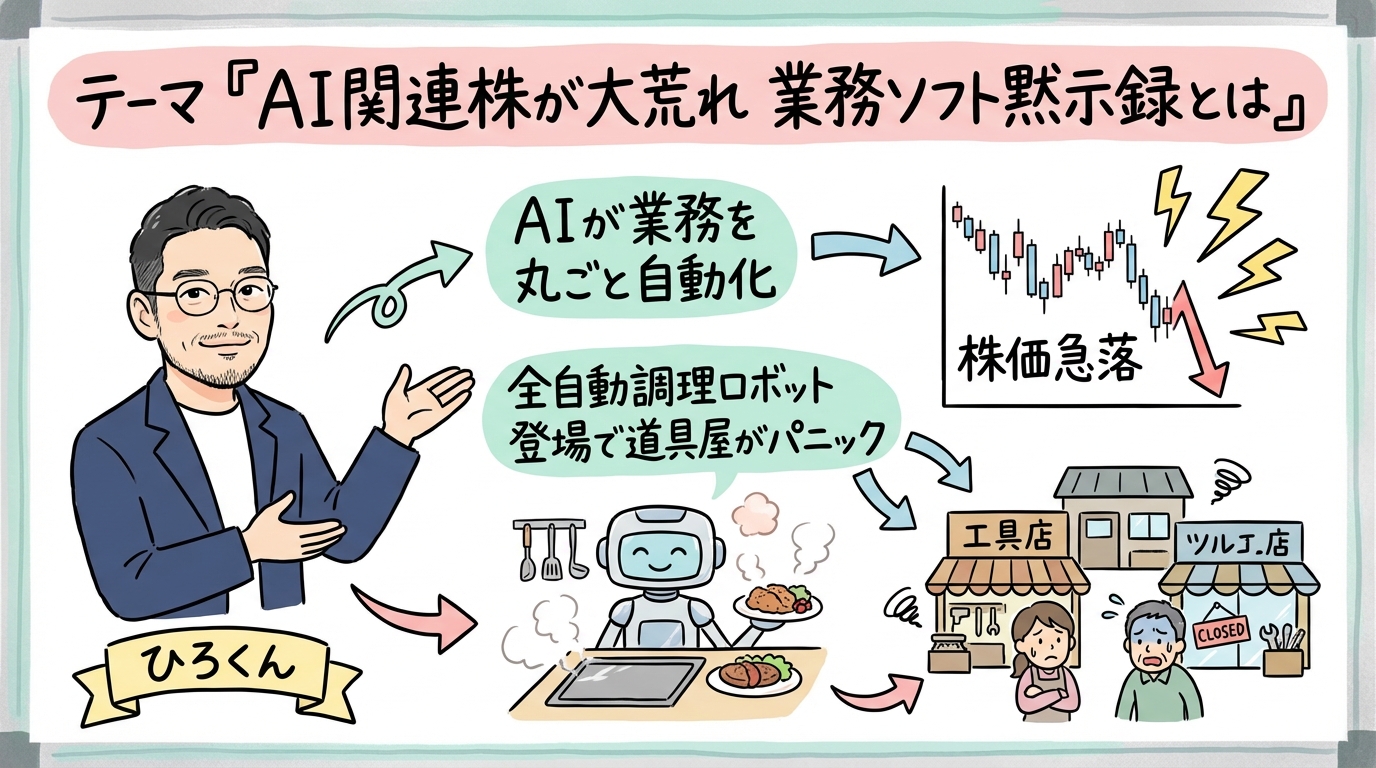 AI関連株大荒れ SaaSpocalypse グラフィックレコーディング ひろくん