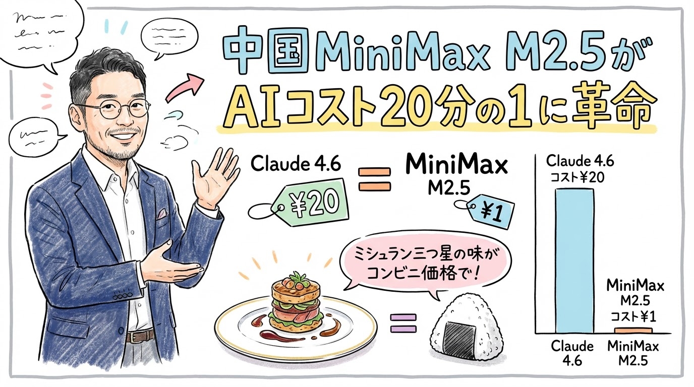 グラレコ：中国MiniMax M2.5がAIコスト20分の1に革命