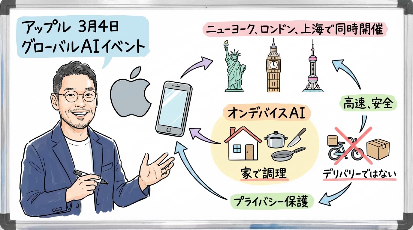 グラレコ：Apple 3月4日グローバルAIイベント