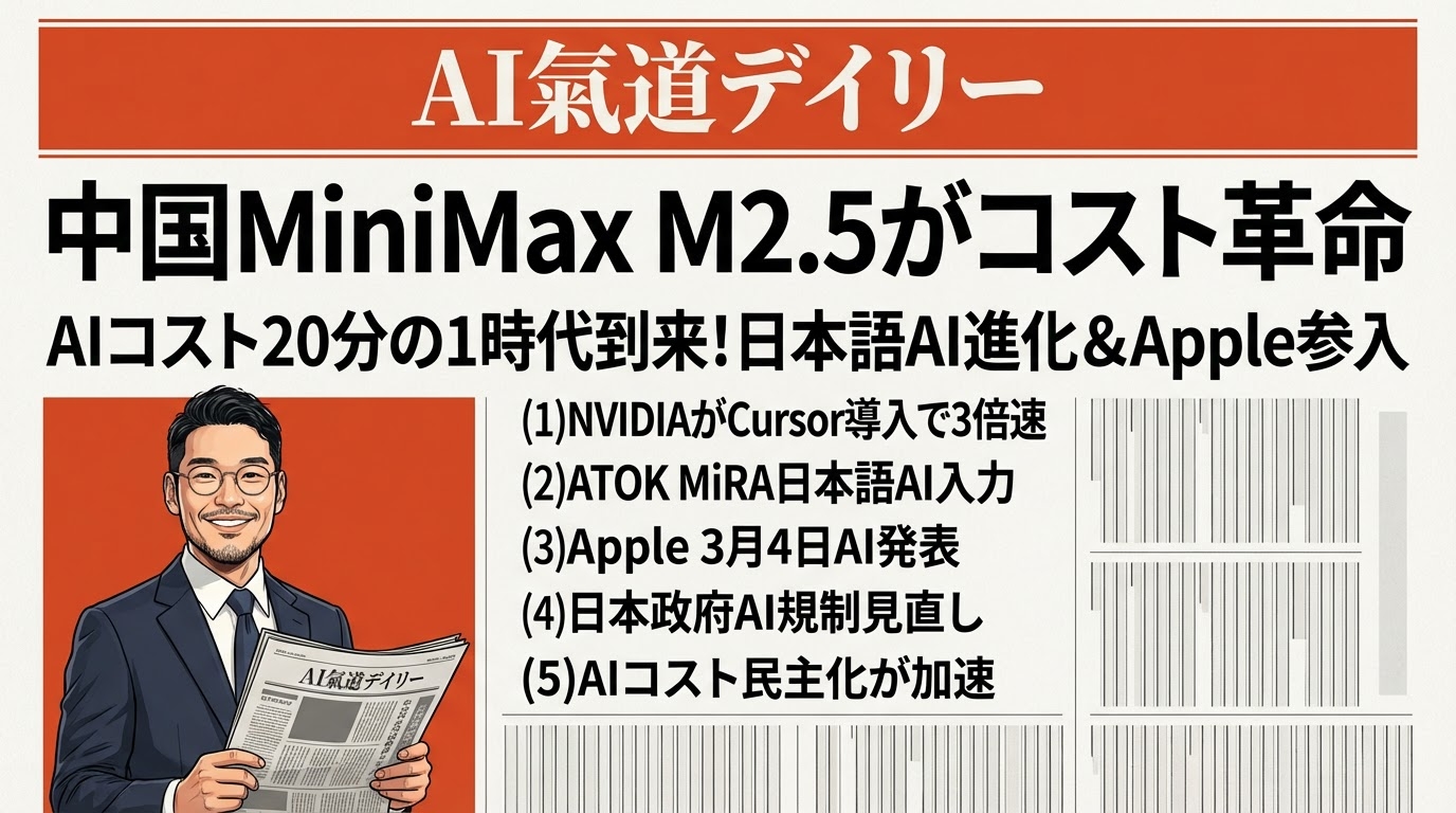 AI氣道デイリーニュース 2026年2月18日号 - AIコスト20分の1時代到来
