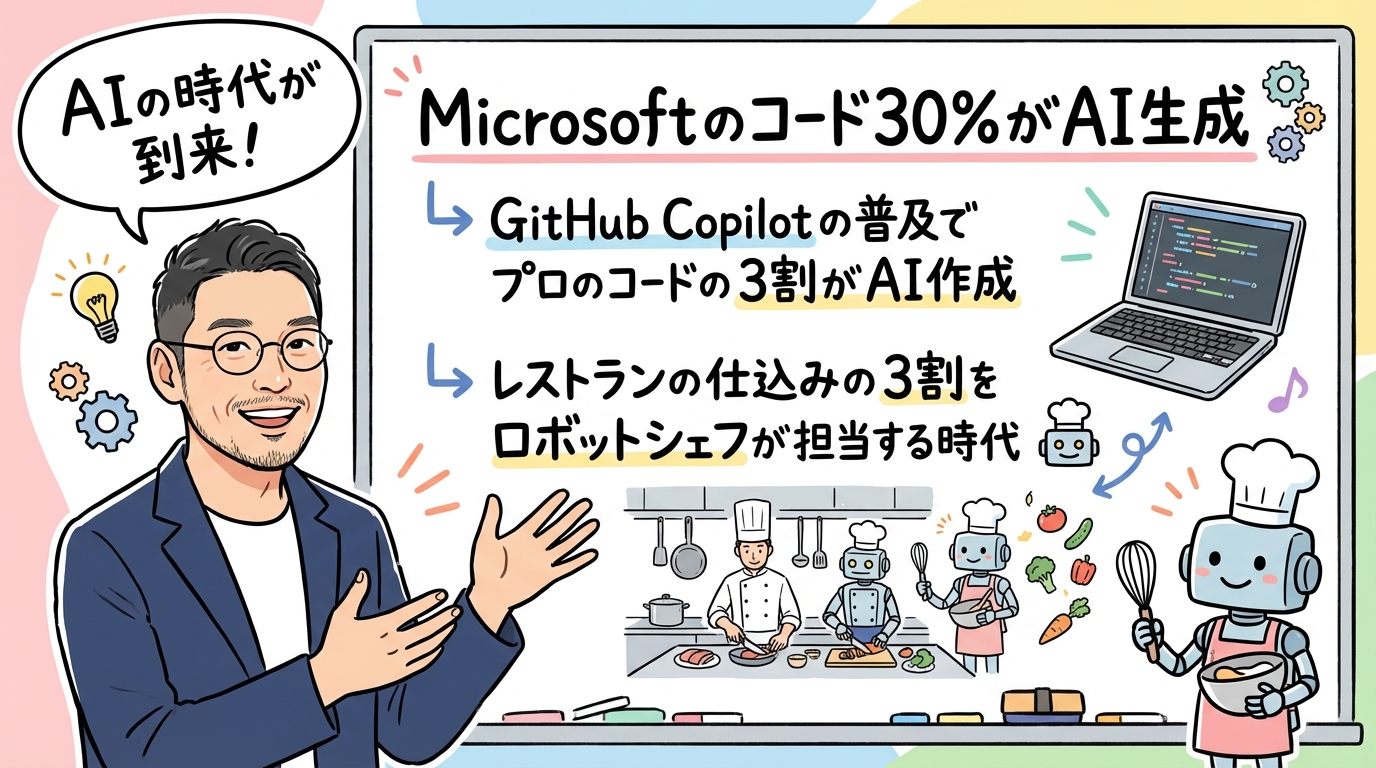 Microsoft GitHub Copilot AIコード生成30% グラレコ