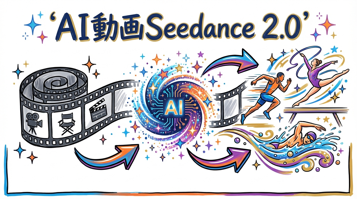 Seedance 2.0 AI動画生成の衝撃 グラレコ風図解