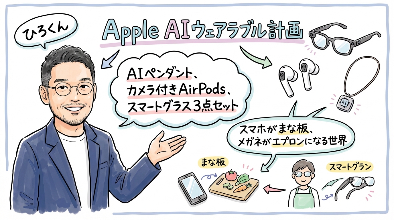 Apple AIウェアラブル計画 グラレコ