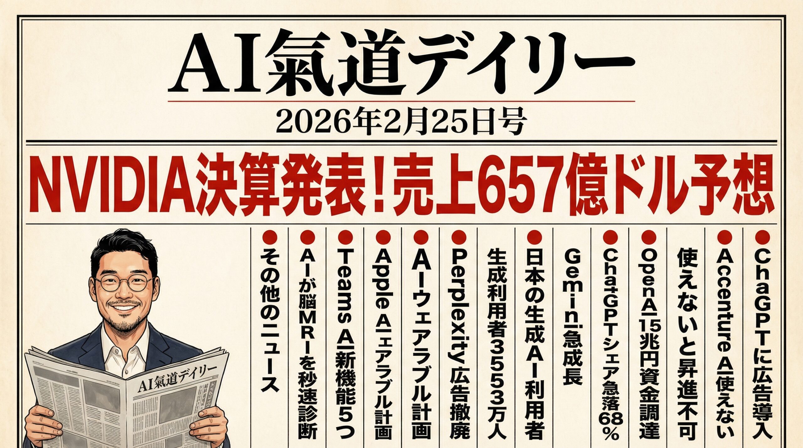 AI氣道デイリー 2026年2月25日号 新聞風メイン画像
