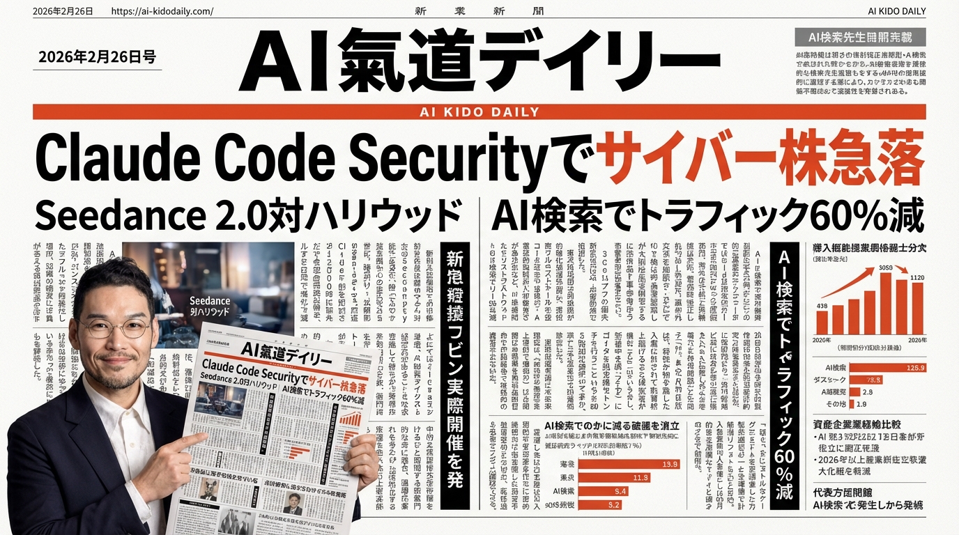 AI氣道デイリー 2026年2月26日号 - Claude Code Security・Seedance 2.0・検索トラフィック60%減