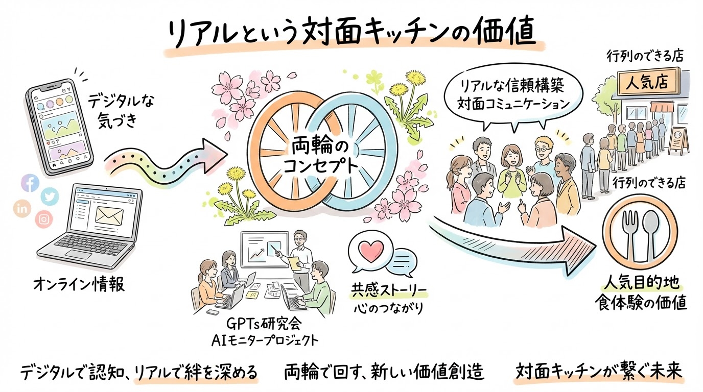 リアルという対面キッチンの価値 グラフィックレコーディング図解