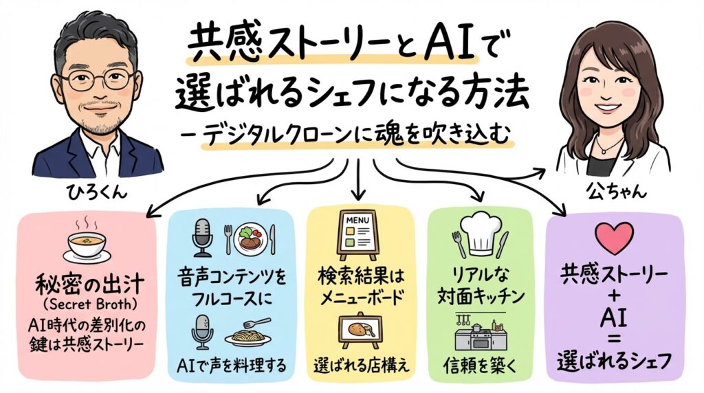 共感ストーリー×AIで選ばれるシェフになる方法 全体図解