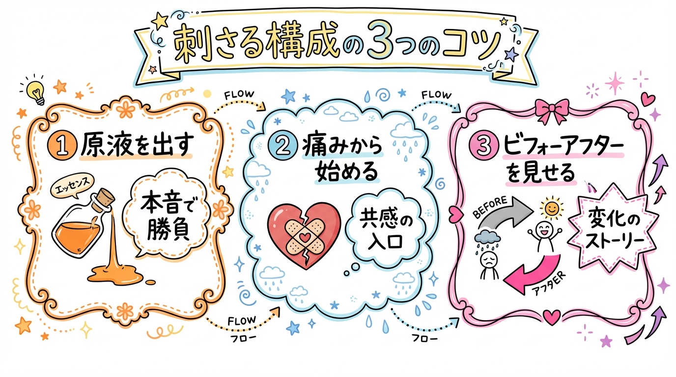 刺さる構成の3つのコツ グラフィックレコーディング図解