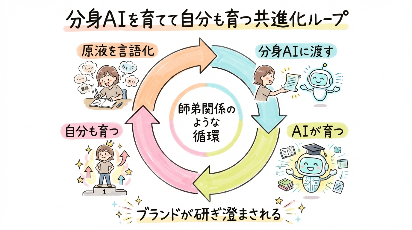 分身AIを育てて自分も育つ共進化ループの作り方 グラフィックレコーディング図解
