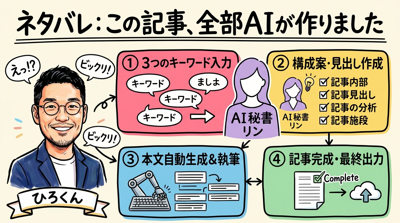 ネタバレ：この記事は全部Claude CodeのAI秘書が自動生成した工程図解