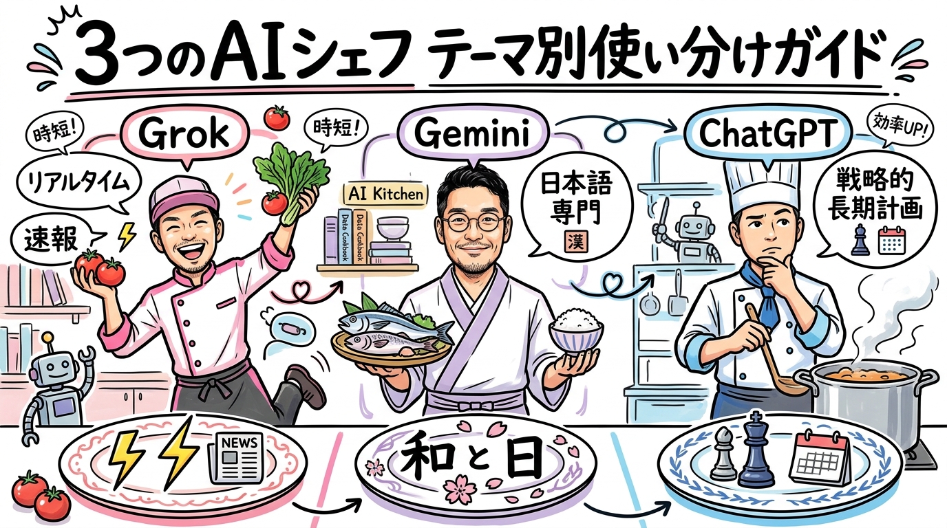 テーマ別使い分けガイド 3つのAIシェフ