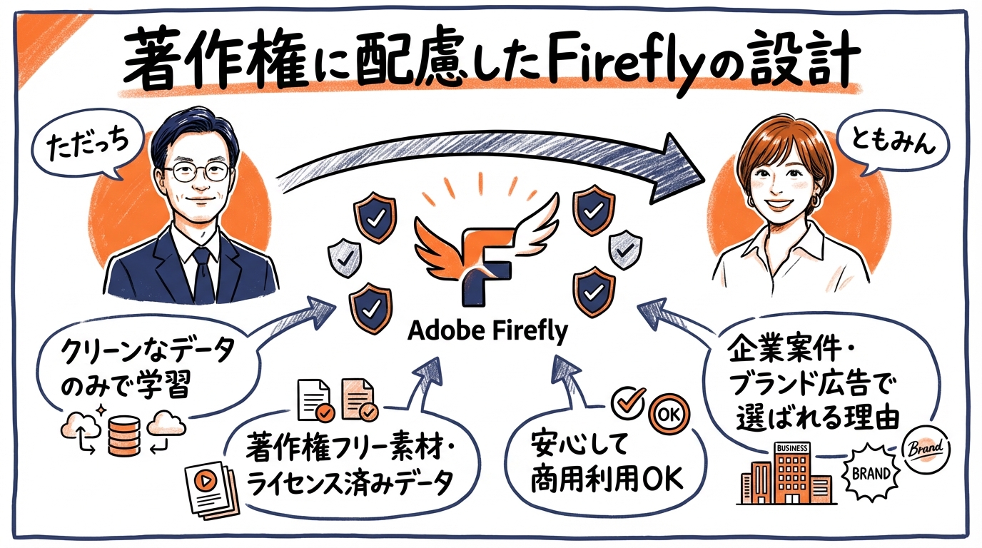 クリエイターを守るFireflyの著作権に配慮した設計 - 図解