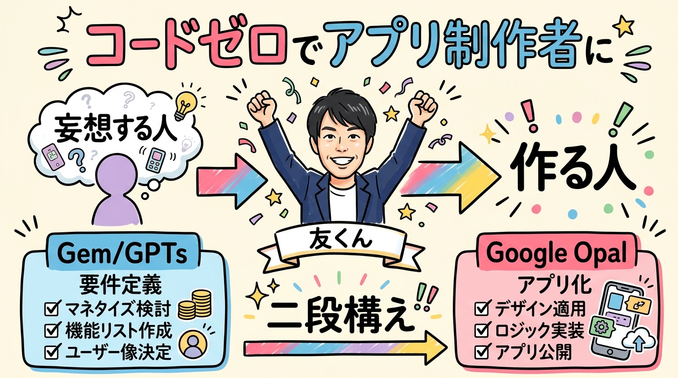 コードゼロでアプリ制作者に グラレコ図解