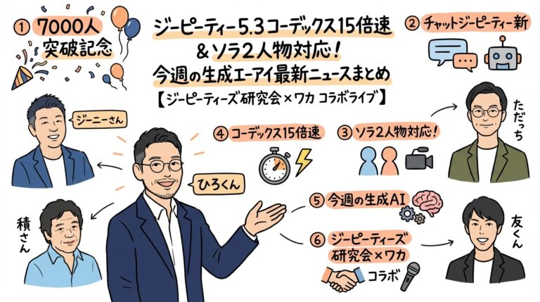 GPT5.3 Codex 15倍速＆Sora2人物対応 WACAコラボLIVE グラレコ ひろくん・ただっち・友くん・ジーニーさん・積さん