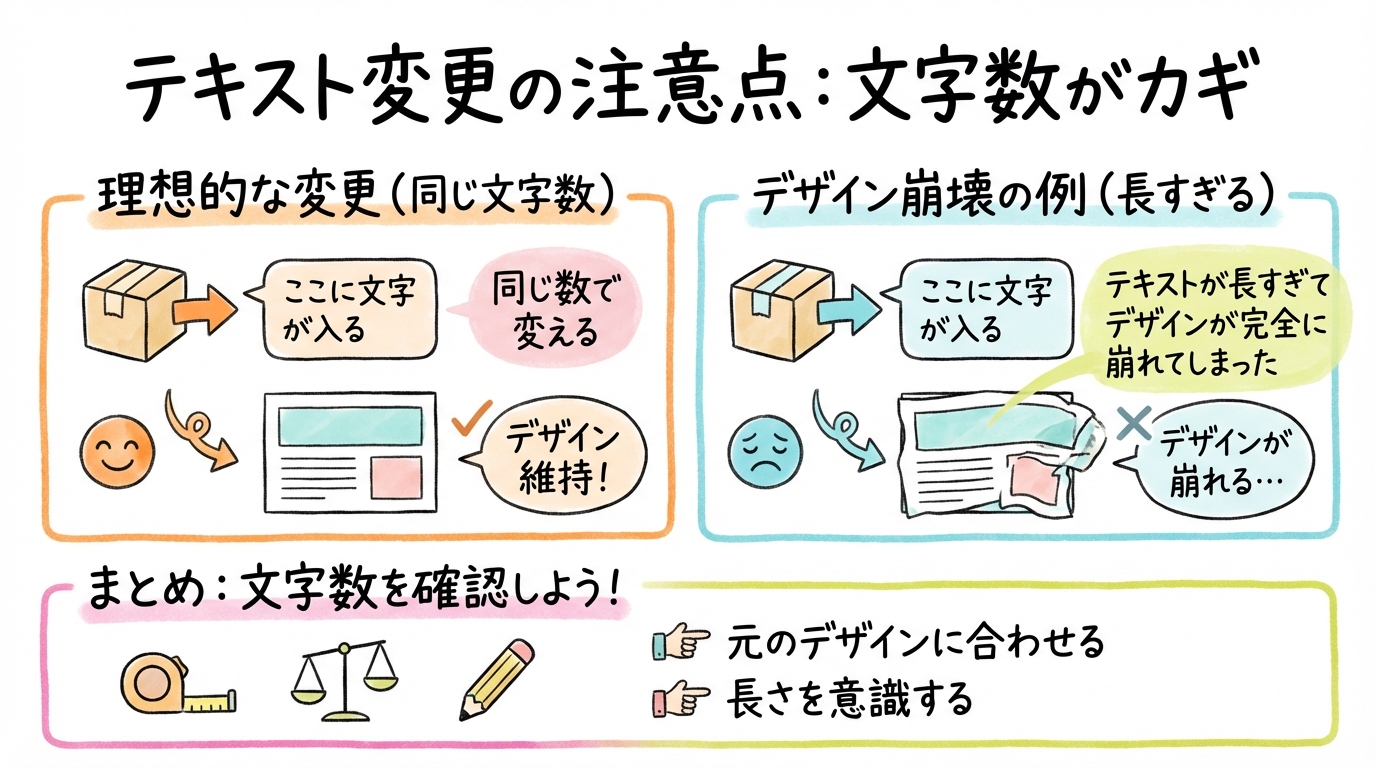 テキスト変更の注意点 図解