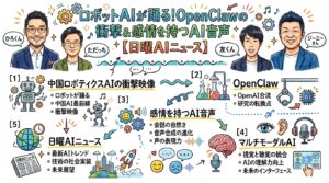 ロボットAIが踊る!OpenClawの衝撃&感情を持つAI音声 全体図解グラレコ