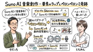 Suno AI音楽制作 全体図解グラレコ ただっち&ともみん
