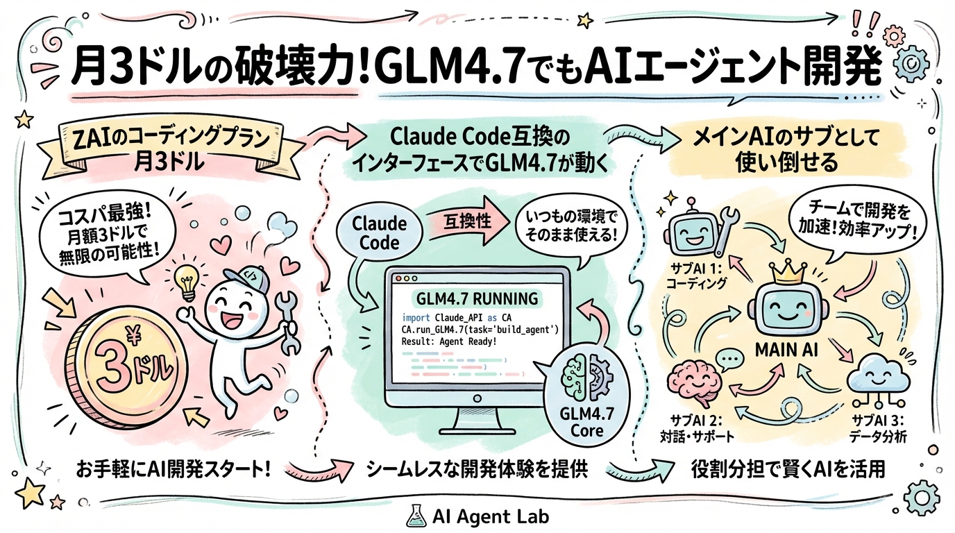 月3ドルの破壊力！GLM 4.7でもAIエージェント開発