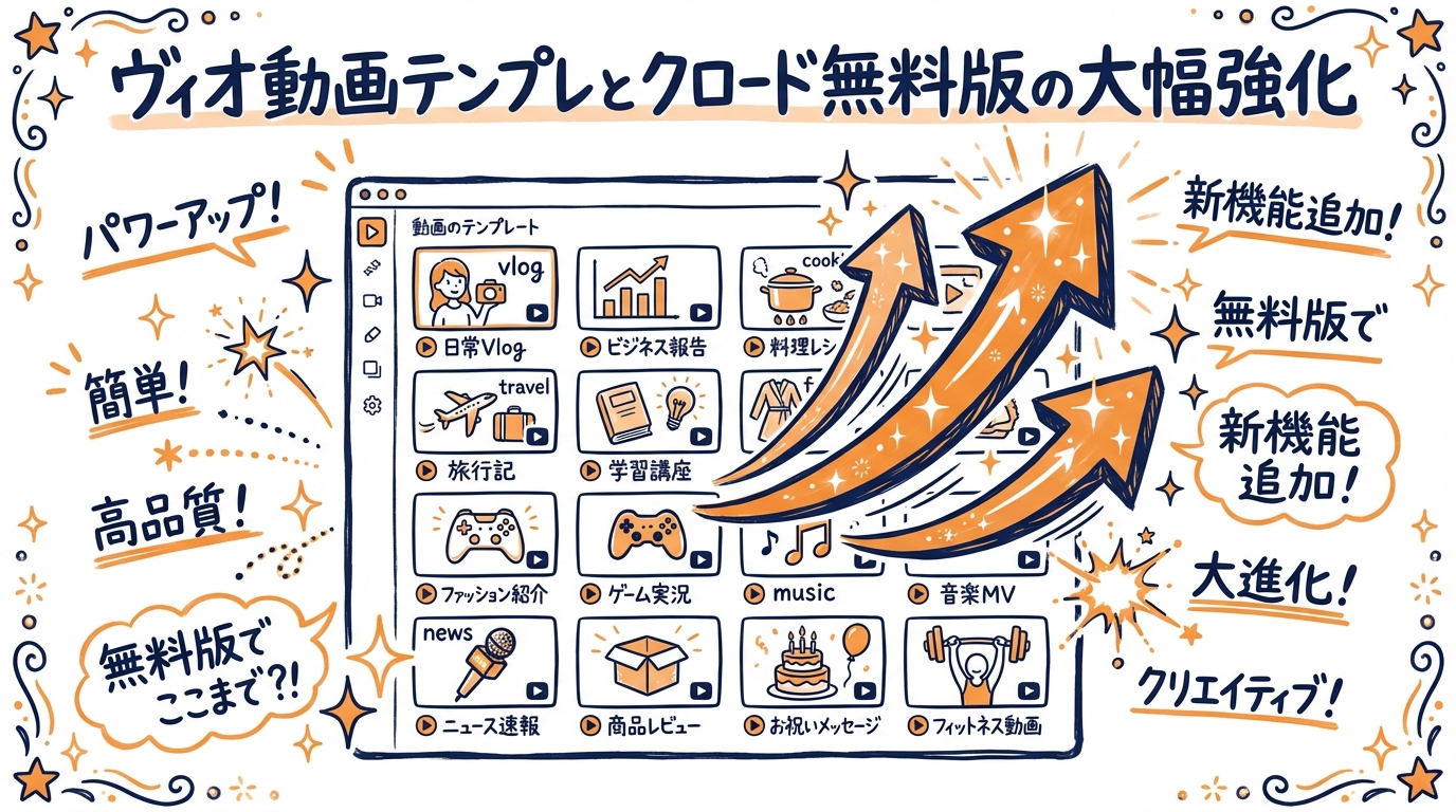 Veo動画テンプレとClaude無料版の大幅強化 グラフィックレコーディング