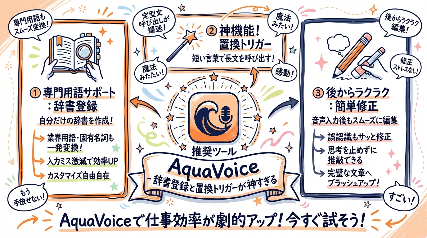アクアボイス 辞書登録と置き換えトリガー