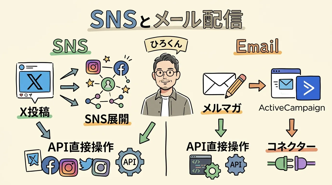 SNS運用とメール配信の自動化比較 - X投稿からActiveCampaign連携まで