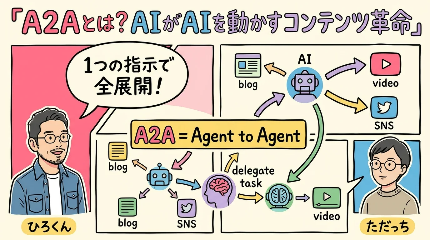 A2Aとは？AIがAIを動かすコンテンツ革命 図解グラレコ