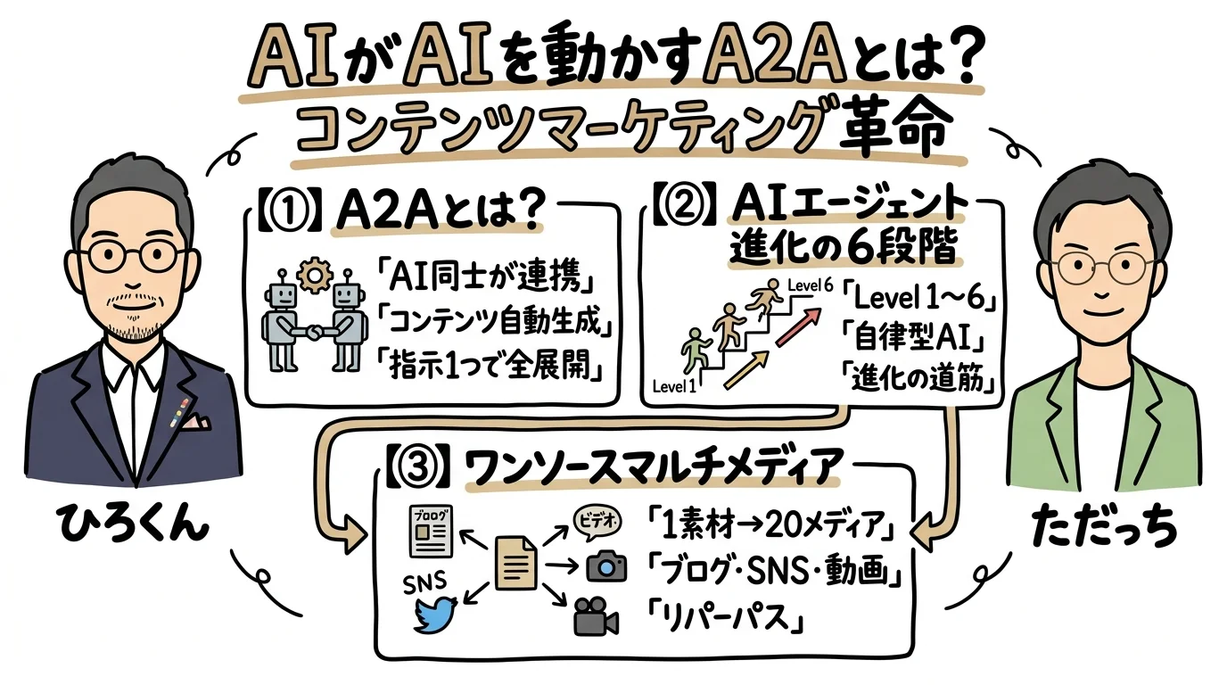 A2Aでコンテンツマーケティング革命 全体図解グラレコ